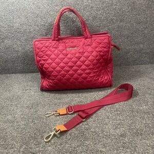 MZ Wallace Quilted Metro Tote Raspberry Handbag Crossbody Pocket Organization